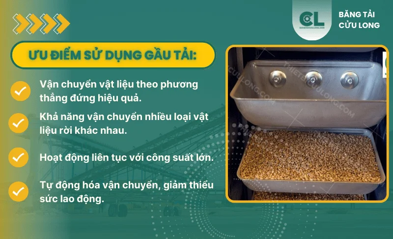 Gầu tải là gì? Ưu điểm, ứng dụng và lưu ý khi lựa chọn 2 uu diem su dung gau tai